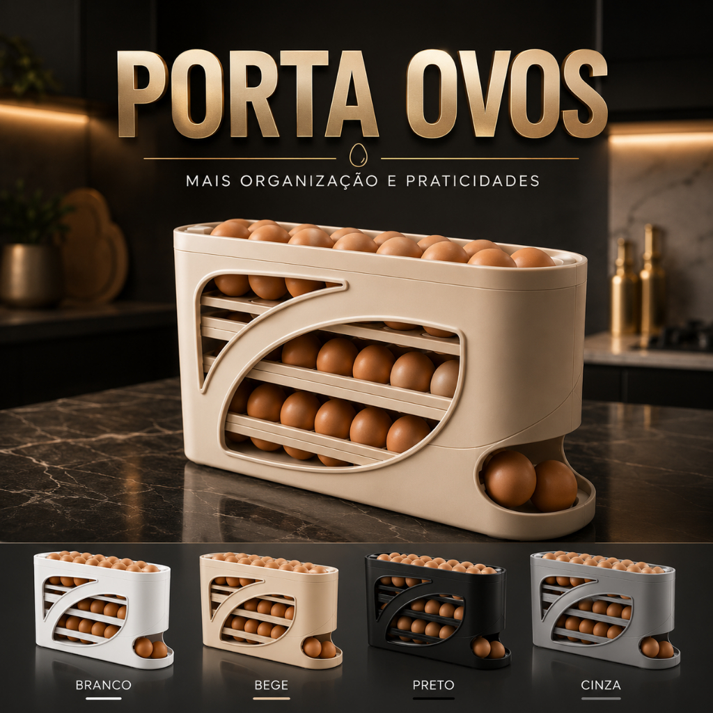 Porta Ovos Deslizante Organizador Para Geladeira De 4 Camadas Automática Rolantes