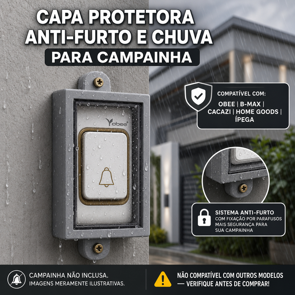 Suporte Protetor Anti-Furto p/ Campainha – Compatível Obee, B-Max, Cacazi, Home Goods e Ípega