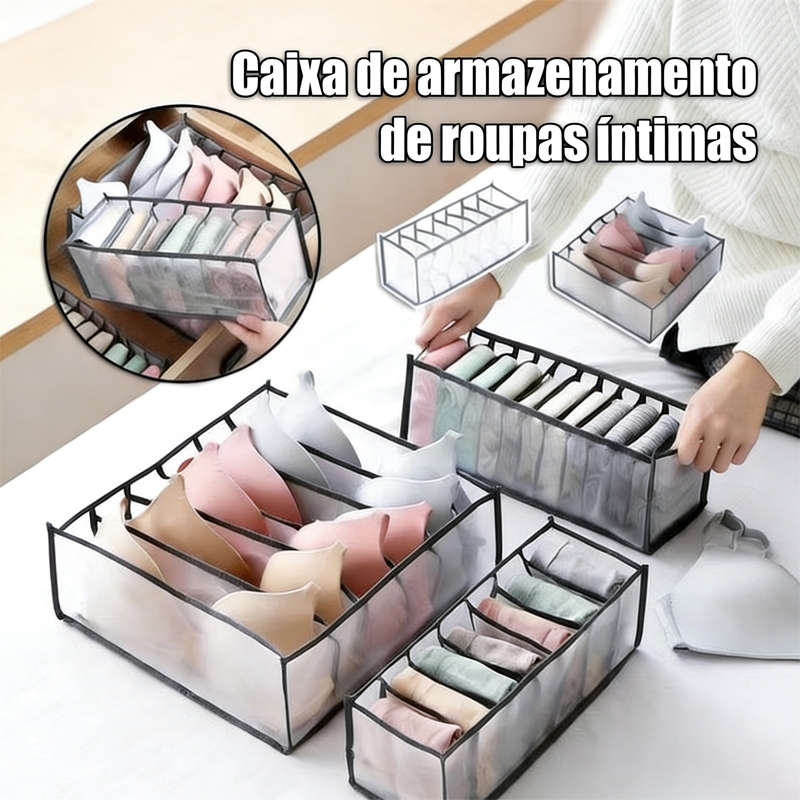 Kit 3 Organizadores De Gaveta De Sutiã Dobrável Caixa De Armazenamento Divisor Cuecas Roupeiro Casa