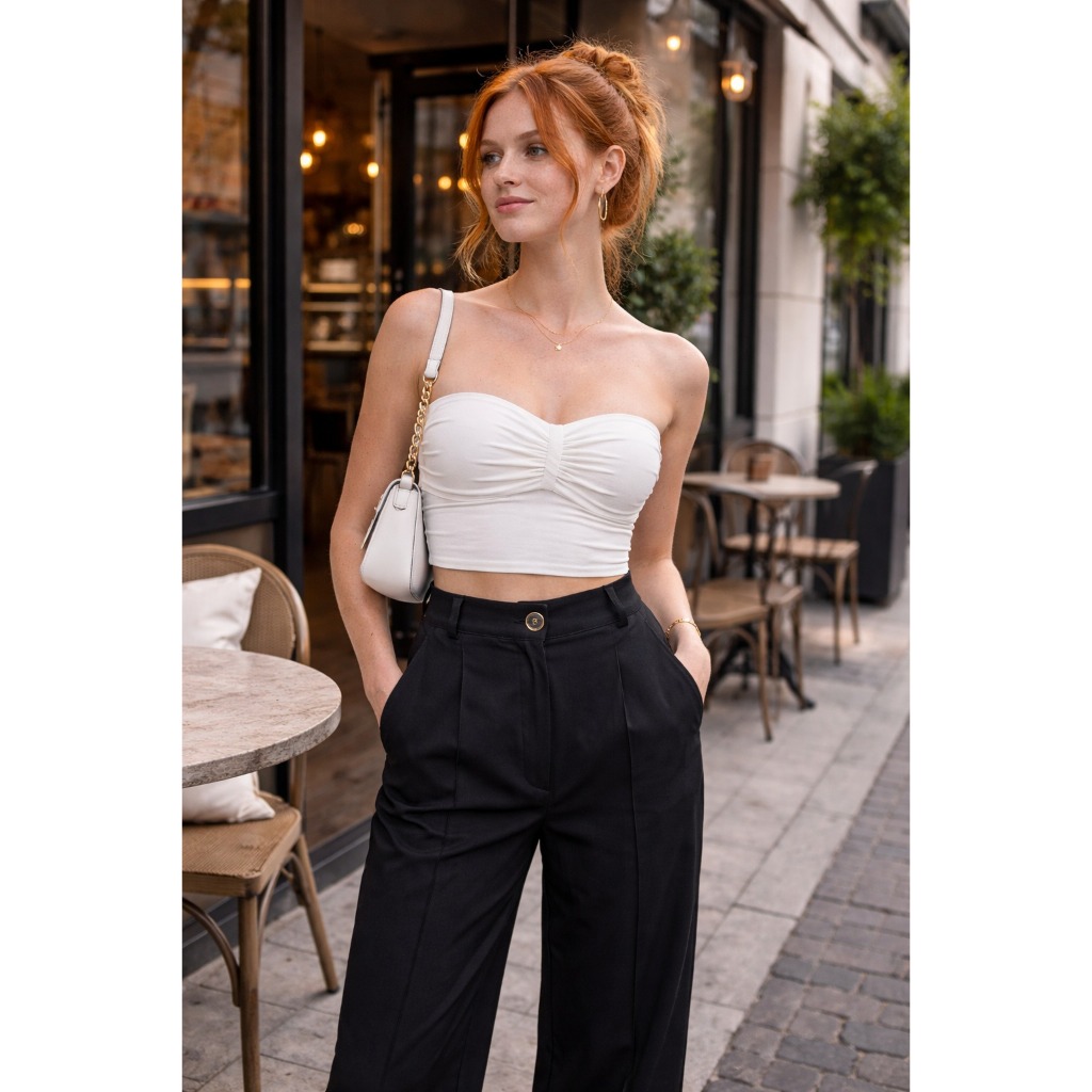 Calça Pantalona Alfaiataria Premium Wide Leg e Elástico na parte de traz - Envio Imediato