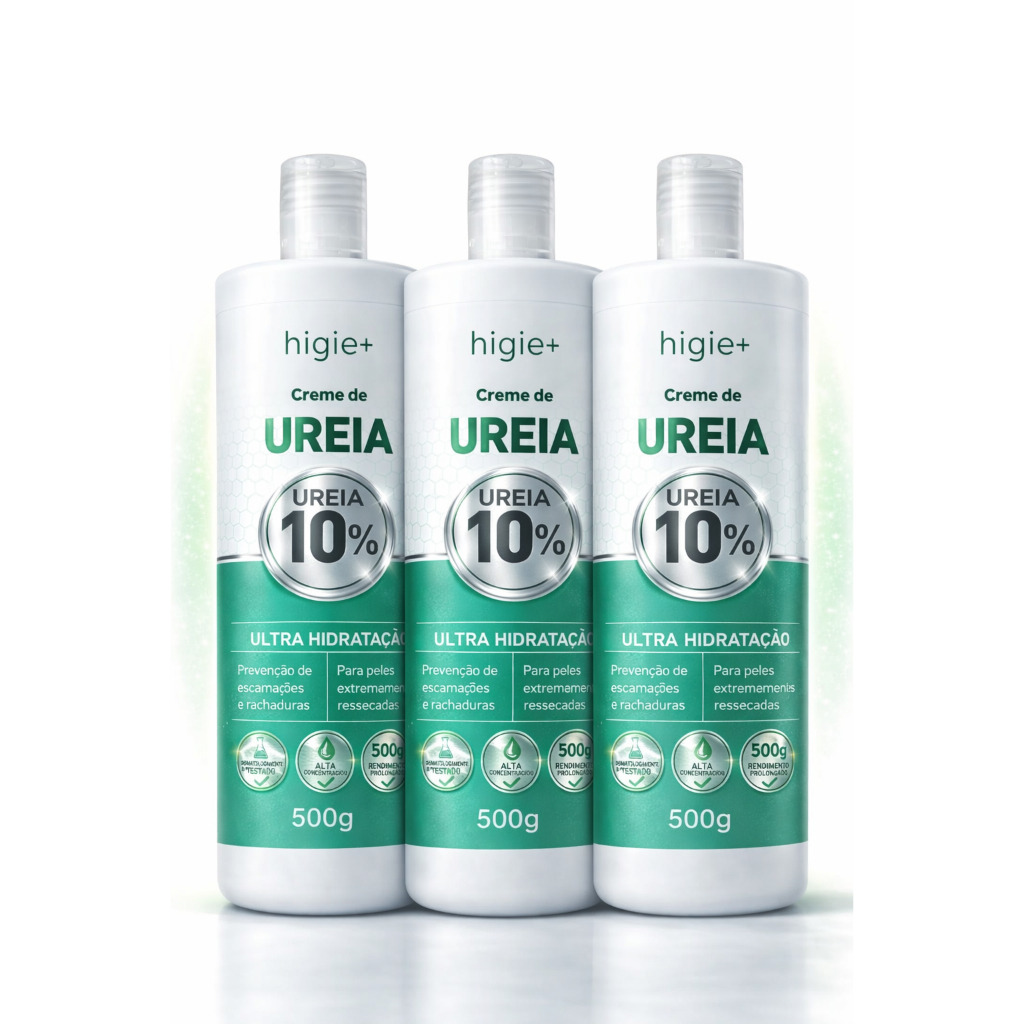 Creme Ureia 10% Higie+ 500g Hidratação Intensa Kit 3 Frascos