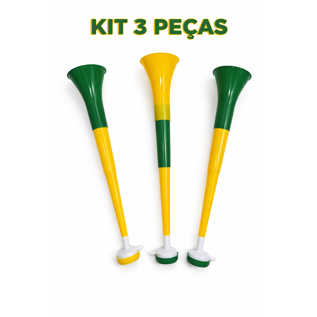 Kit 3 Cornetas de Torcida Brasil – Buzinas para Festas, Jogos e Copa do Mundo