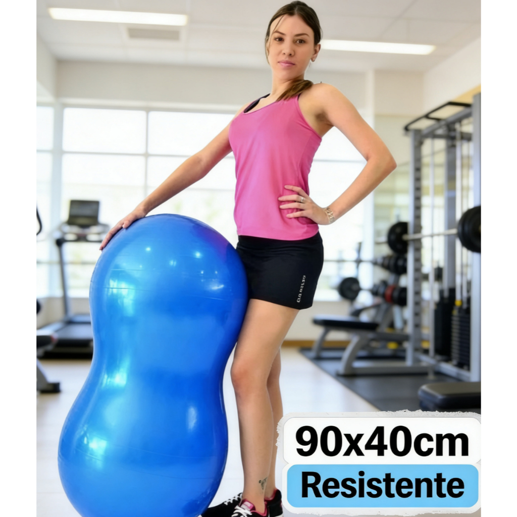 Bola Pilates Feijão 90x40 cm Resistente com Bomba Inclusa - Para Pilates e Exercícios