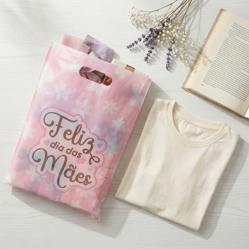 Sacola Personalizada Presente Feliz Dia Das Mães 50 Un Rosa Floral
