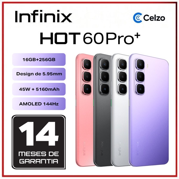 Smartphone Infinix Hot 60 Pro+ 8GB RAM 256GB NFC Bateria 5160mAh Android