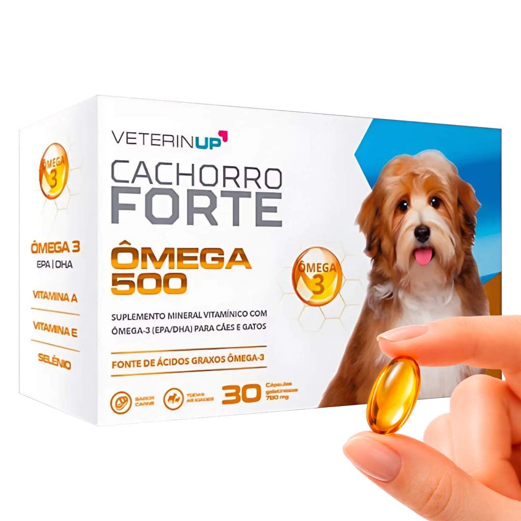 Omega 3 Cachorro Forte p/ Pelo e Derme e Imunidade caixa c/ 30 Comprimidos