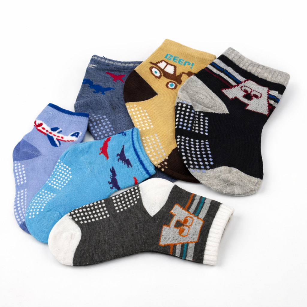 KIT 6/12 Pares de Meias Infantil Menino Masculino Estampada Com Antiderrapante