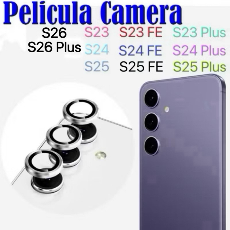Película Protetora de Lentes de câmera Lisa de metal para samsung S26 S26 S23 S23 FE S23 Plus S24 S24 FE S24 Plus