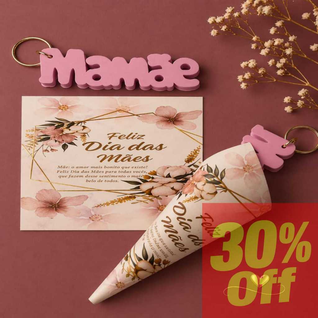 25-150 Lembrancinha Buquê Chaveiro Mamãe  - Kit chaveiro + buque