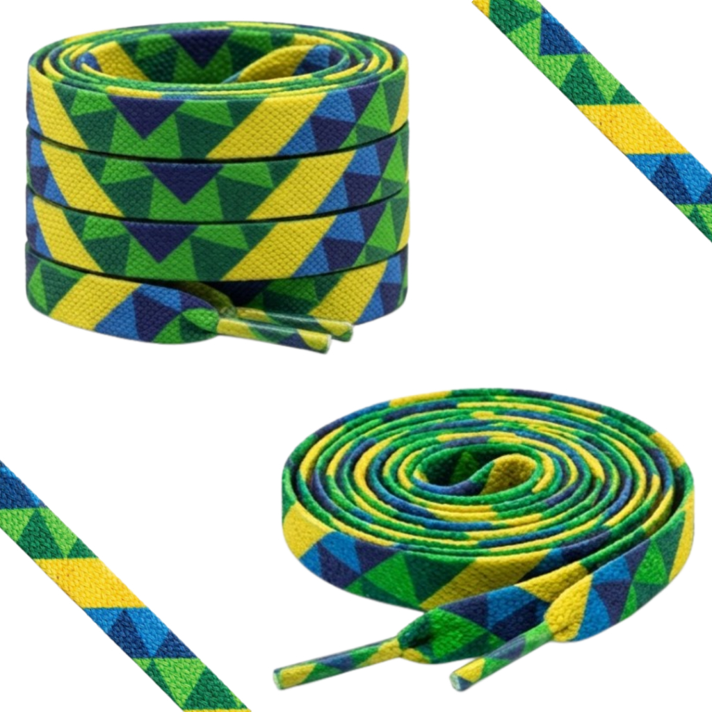 Cadarço Silkado (1 Par) 120cm e 150cm Verde Amarelo e Azul Copa