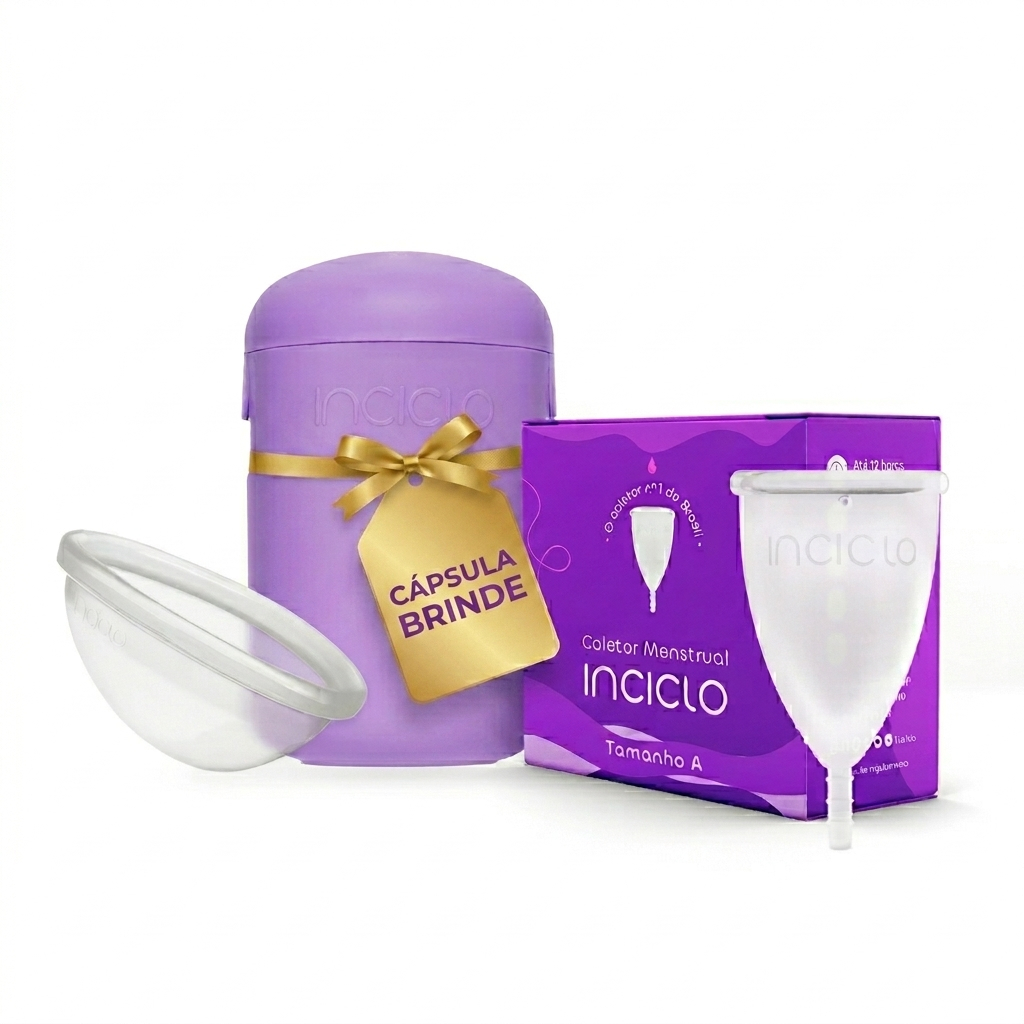 Kit Coletor Menstrual + Disco Menstrual + Cápsula Esterilizadora Inciclo Reutilizável Silicone