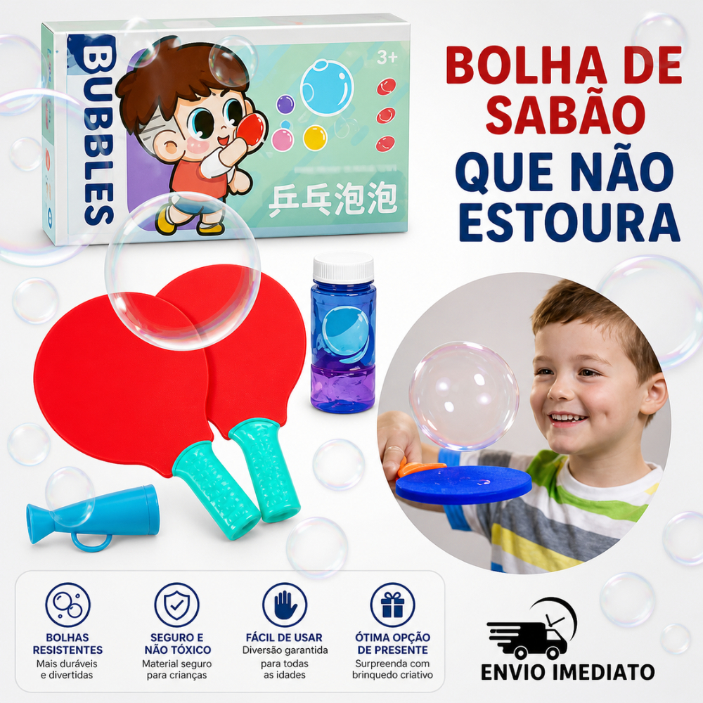 Brinquedo Bolha de Sabão Gigante Que Nao Estoura com 2 Raquetes e Liquido kit 1 2 3