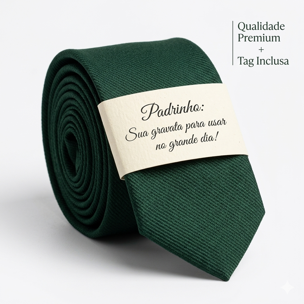 Gravata Slim Padrinho Casamento Premium Com Tag Personalizada