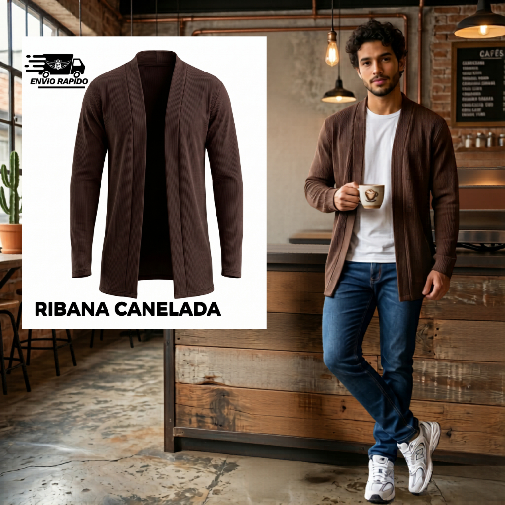 Blazer Cardigan Masculino Manga Longa Assimétrico Ribana Premium inverno 2026