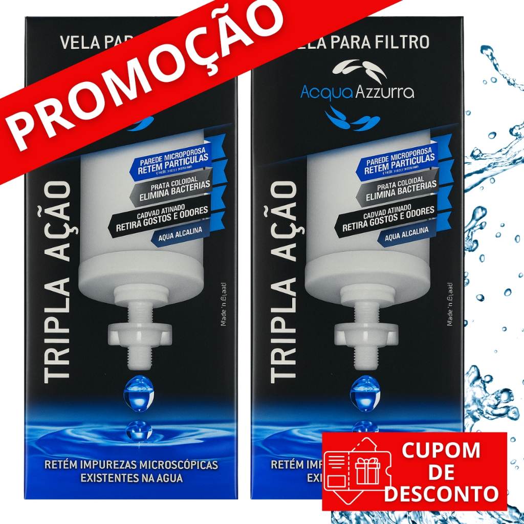 2 Velas Filtro Barro Prata Coloidal Carvão Ativado Alcalina - SERVE PARA TODOS FILTROS DE BARRO