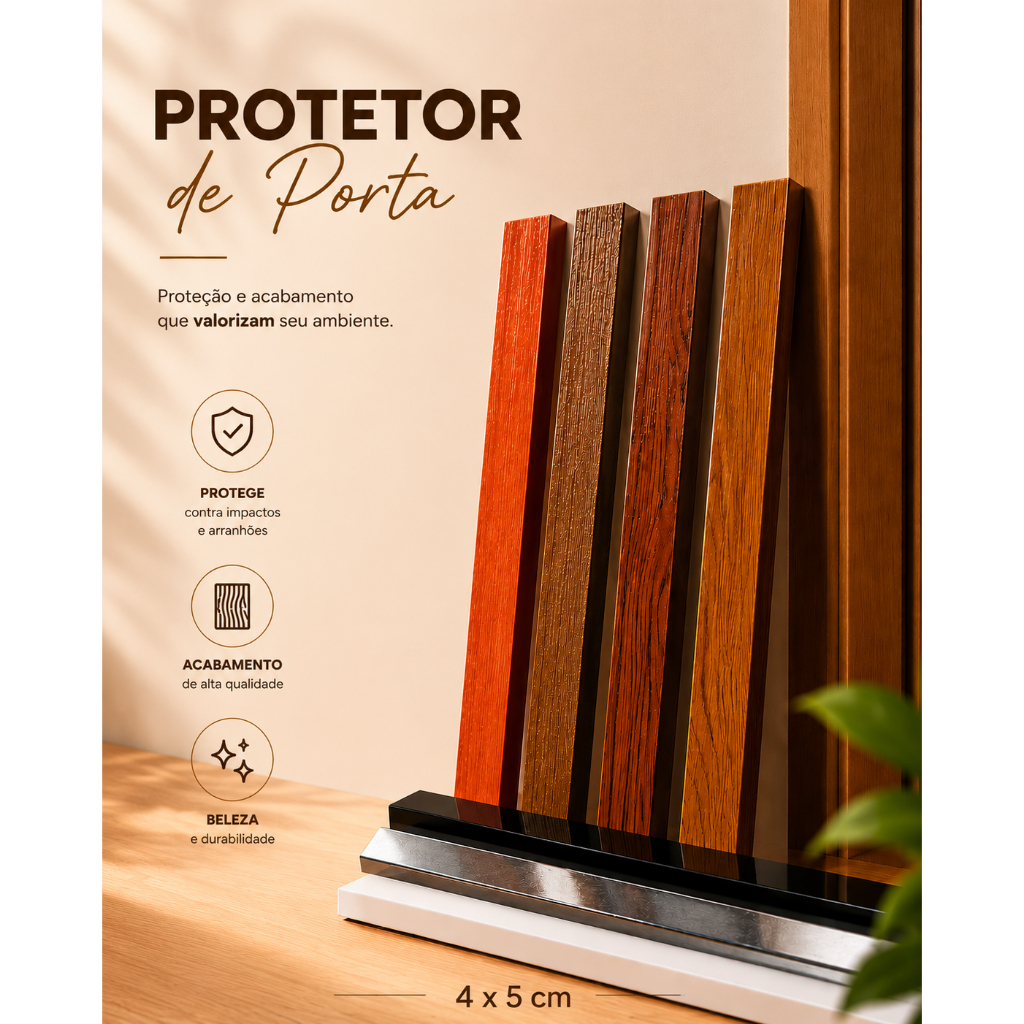 Salva Protetor de Porta 4 x 5cm altura Madeira/Branco/Preto/Galvanizado/