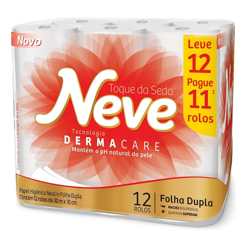 Papel Higiênico Folha Dupla 30m Leve 12 e Pague 11 Neve