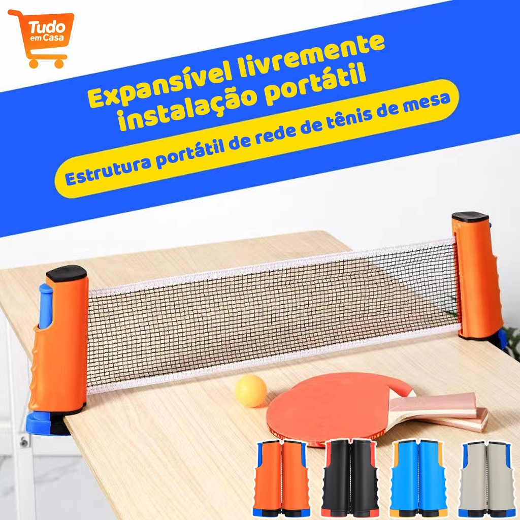6 Bolinhas 2 Raquetes Kit Tênis De Mesa Ping Pong 1 Rede Retrátil portátil Armação de rede de ténis de mesa