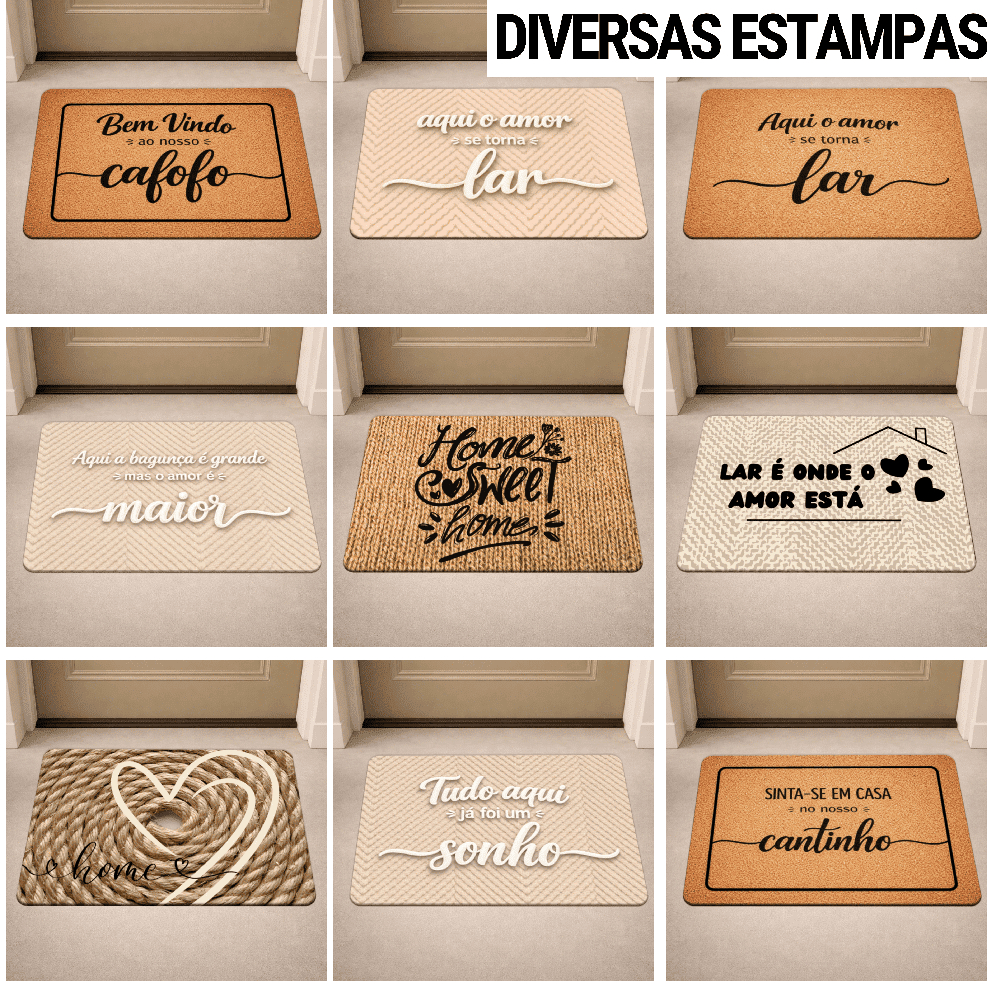 Tapete para Porta de Casa Antiderrapante Sisal - Corda - Diversas Estampas