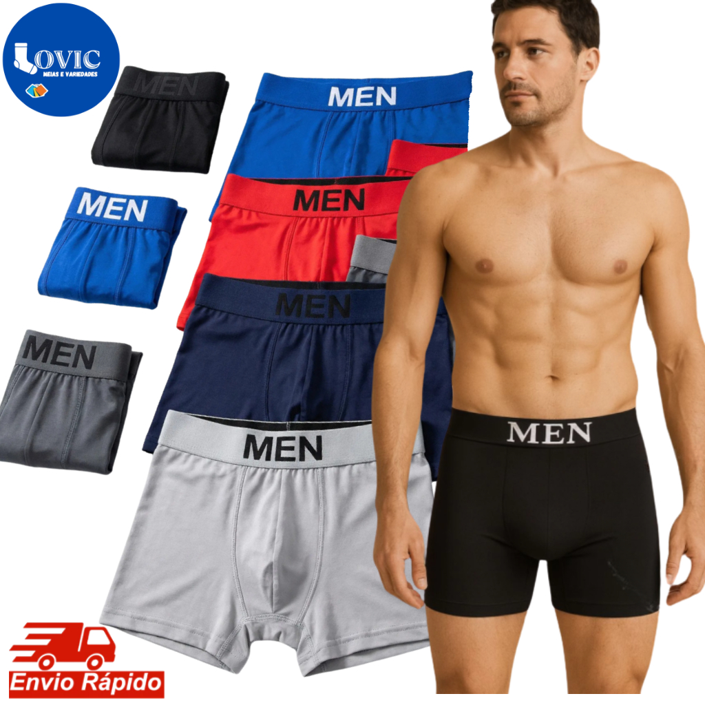 Kit 5 ou 3 Cuecas Boxers Masculina  Conforto Adulto de Microfibra