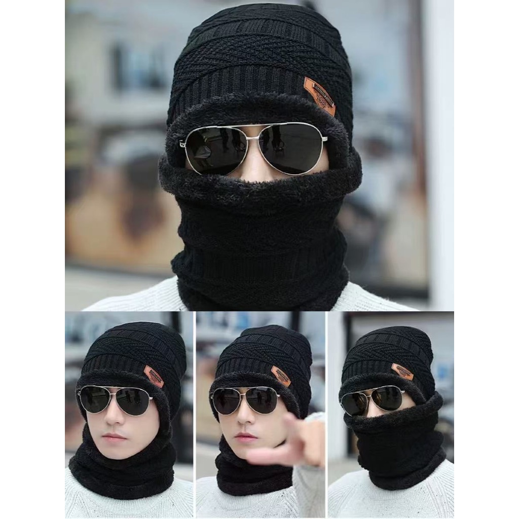 KIT Conjunto Touca Gorro Cachecol Flexível + Quente Para Inverno /Unissex