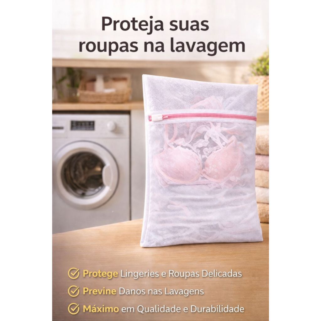 Kit 3 5 10 Sacos Protetores De Roupas Lavadora Com Zíper Proteção Lingerie Delicados Roupas de Bebê