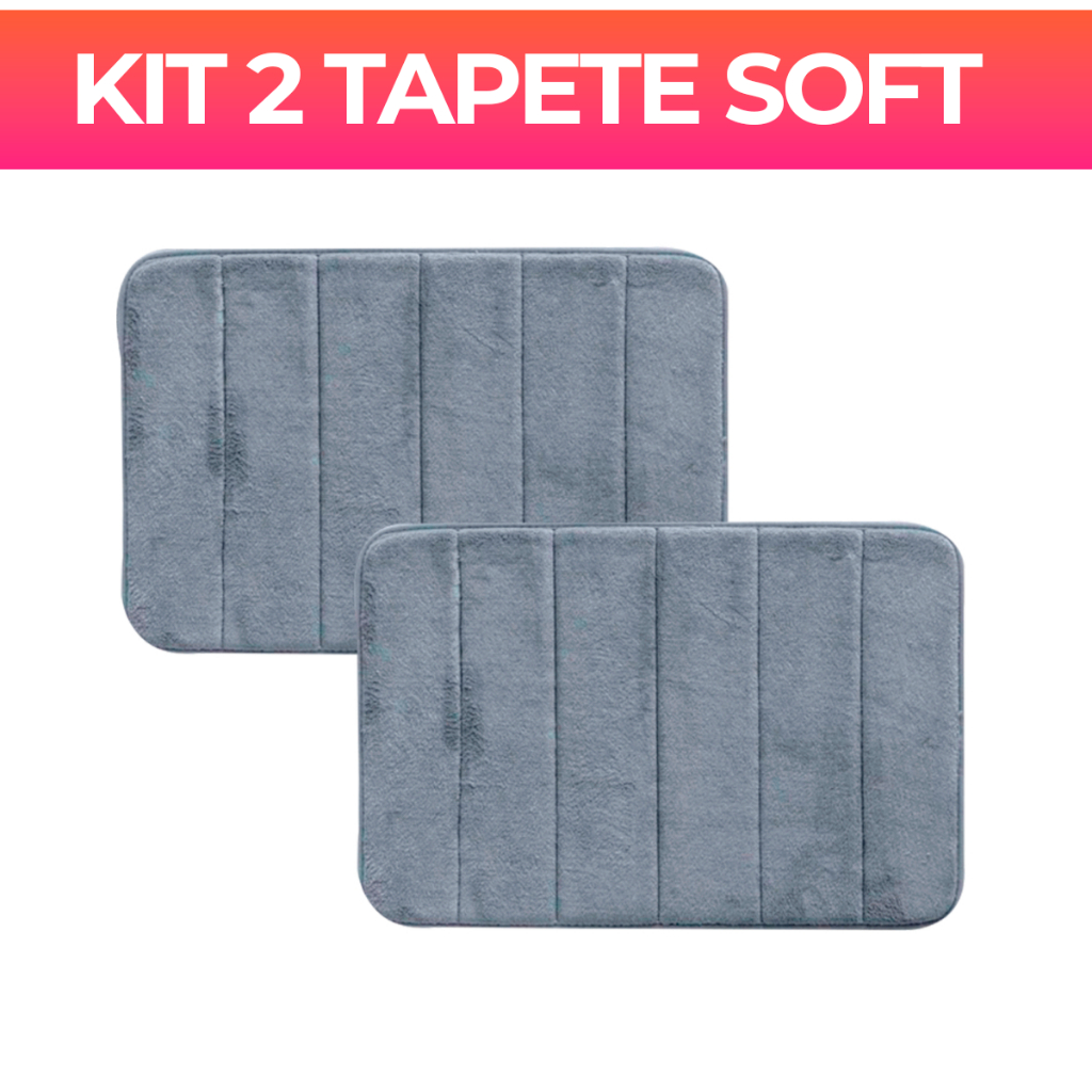 Kit 2 Tapete De Banheiro Soft Macio Secagem Rápida 60x40cm
