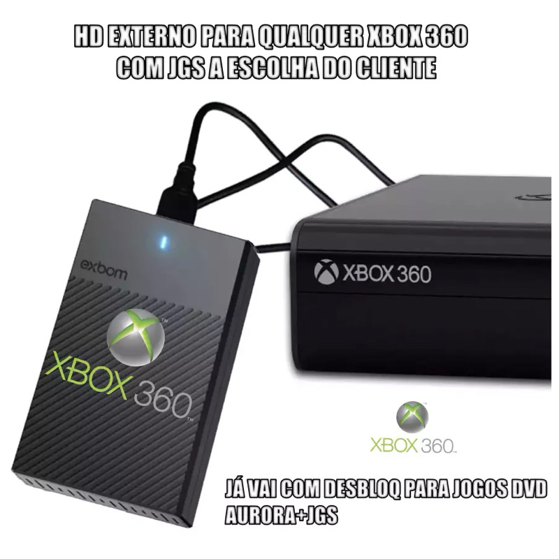 Hd Gamer externo para Xbox 360 BLOQUEADO,/RGH/JTAG/EXPLOIT/LT/LT2.0/LTU