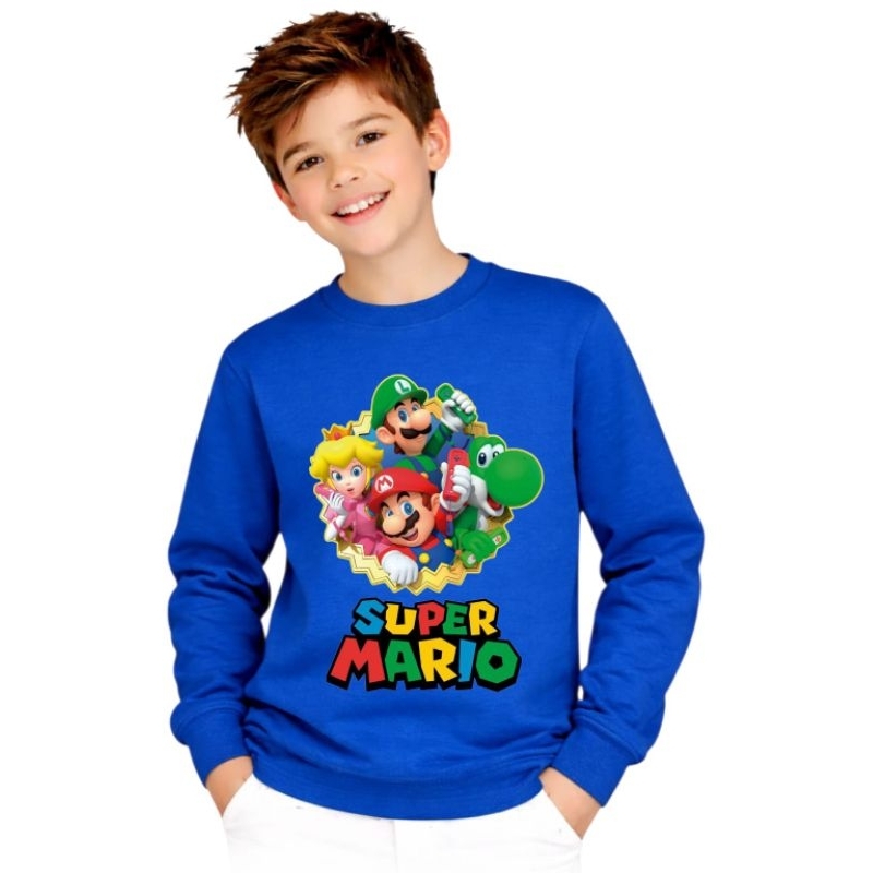 Moletom Infantil frio Super Mario gamer  crianças meninas meninos  Algodão juvenil Tamanhos 2 ao 14