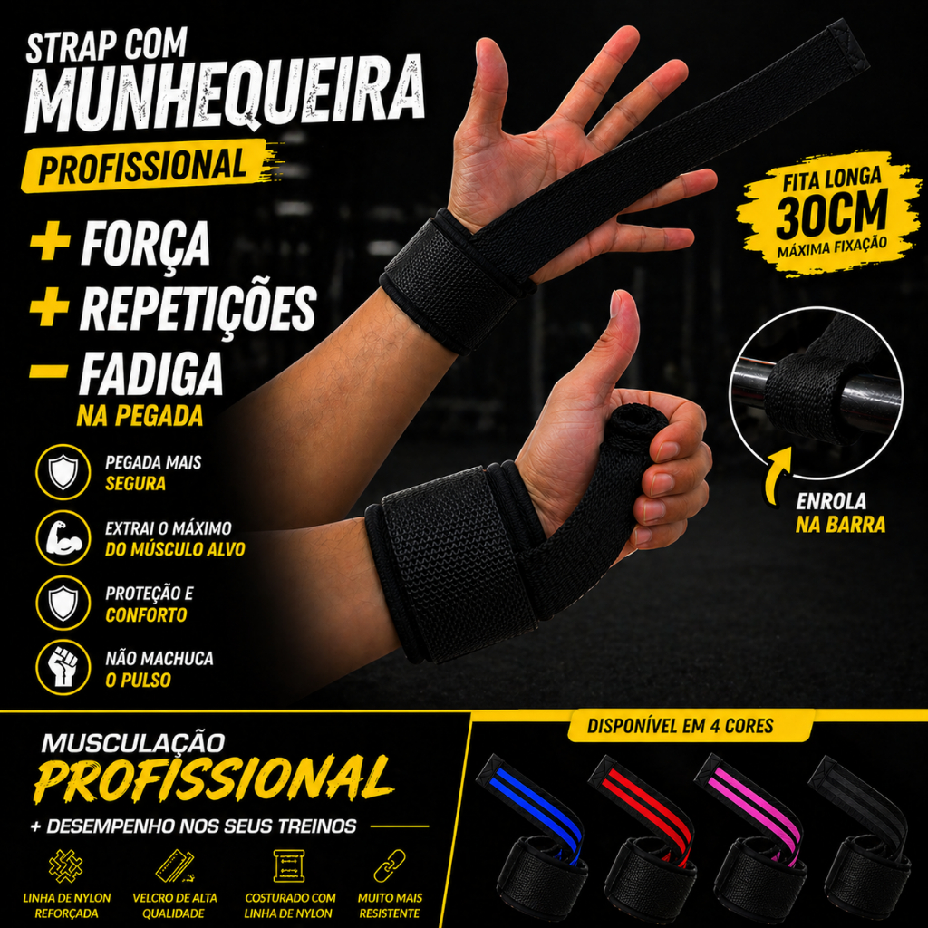 Strap Fita Com Munhequeira Lifiting Strap Exercicios Puxada