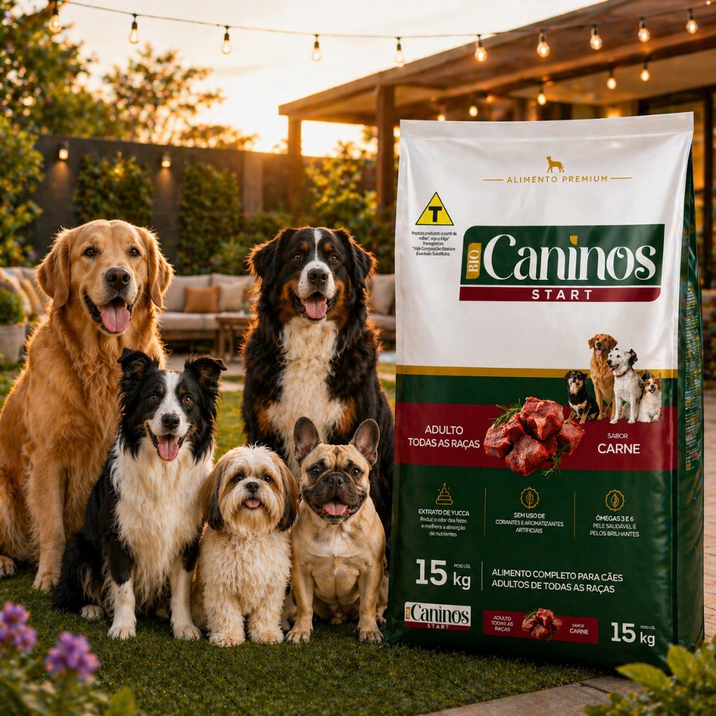 Ração Para Cachorro 15kg Caninos Start Adulto Carne 18% Proteína
