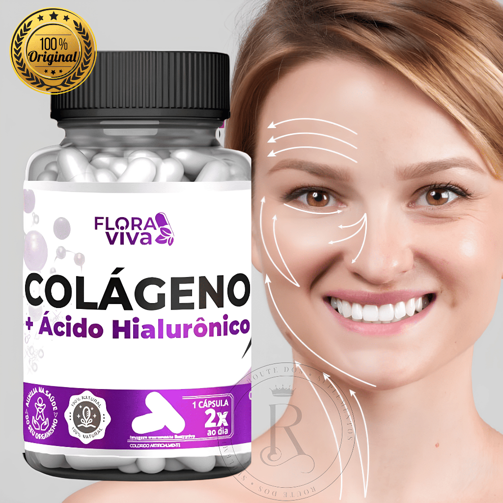 Colágeno com Ácido Hialurônico em Cápsulas para Pele Cabelo e Unhas