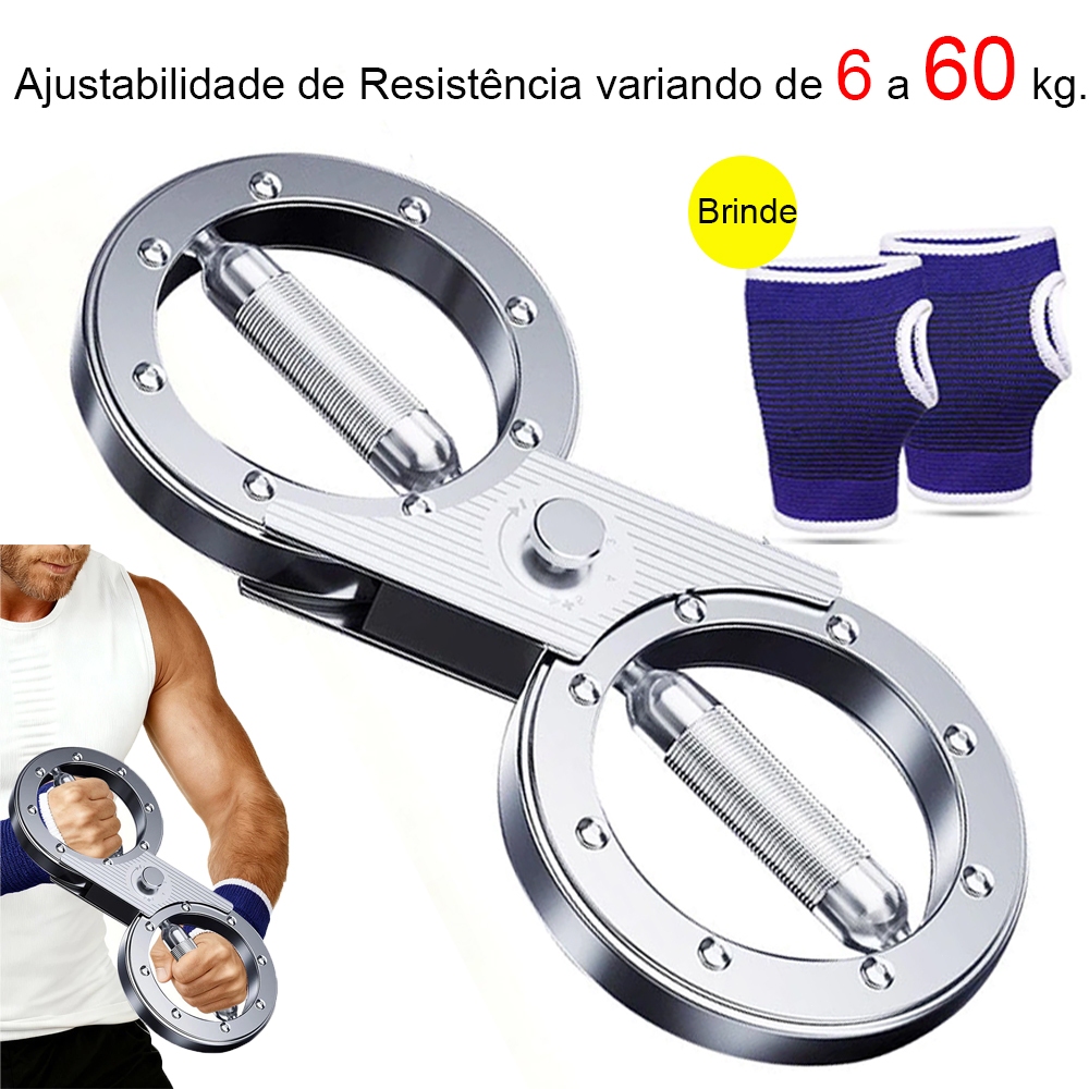 Hand Grip Fortalecedor de Punho e Antebraço Ajustável 12Lbs para Exercício de Braço e Ombro–Prateado