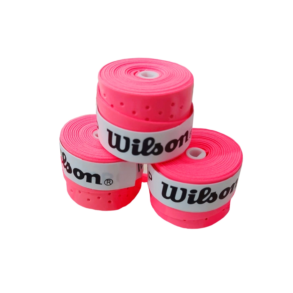 Kit 3 Overgrip Wilson Perfored Maior Aderência Grip Para Raquete Tennis, Beach Tênis, Padel - Rosa