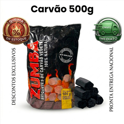 Carvao vegetal hexagonal Zumba 500g p/ defumação de ervas / resinas 32 unidades longa duração s/odor