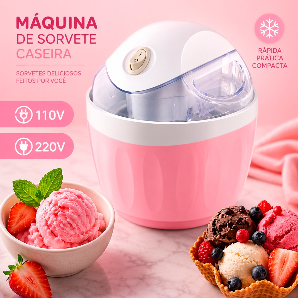 Máquina De Sorvete Vegano Caseiro 110/220v Sorveteira Cremoso Sorvete Natural Da Fruta