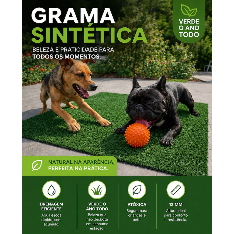 Tapete Grama Sintética Atóxica Higiênica Para Pets Cachorro Gato