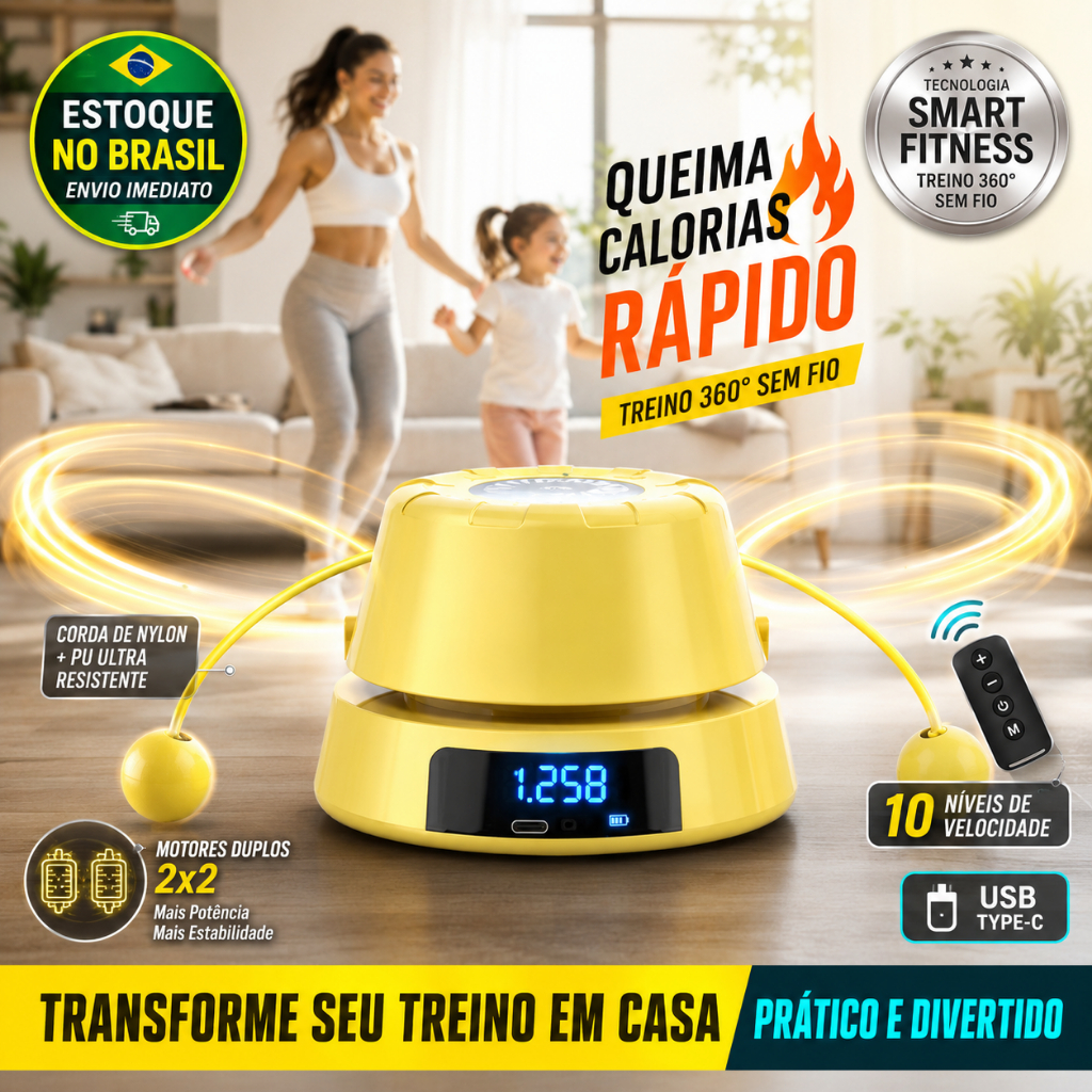 Máquina De Pular Corda Automática Contador Inteligente 10 Velocidades Treino Em Casa Emagrecimento Fitness Controle Sem