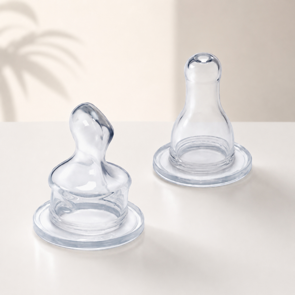 Kit com 10 unidades de Bico Mamadeira Universal 100% Silicone Redondo ou Ortodôntico