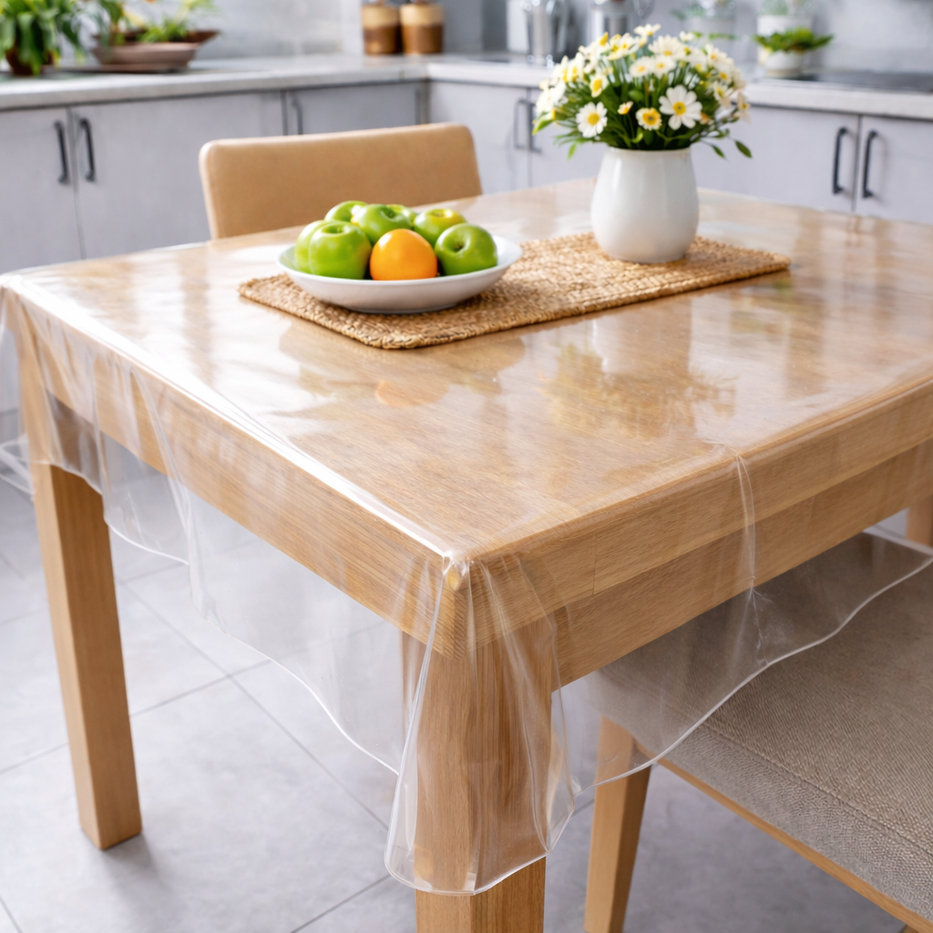 Toalha de Mesa Transparente PVC Premium 0,10mm Antiderrapante Anti Mancha | Protege a mesa Várias Medidas
