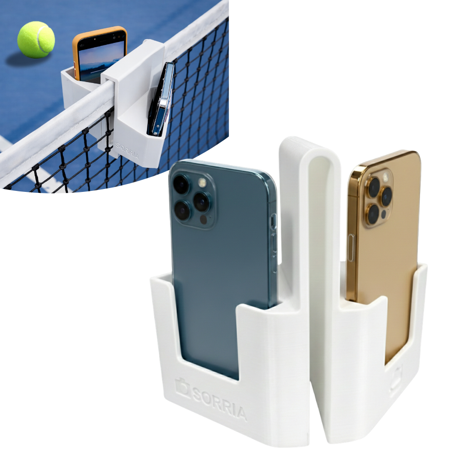 Suporte Duplo Celular Pra Rede - Filmar Jogos de Beach Tennis, Futevolei, Tennis, Vôlei, Badminton