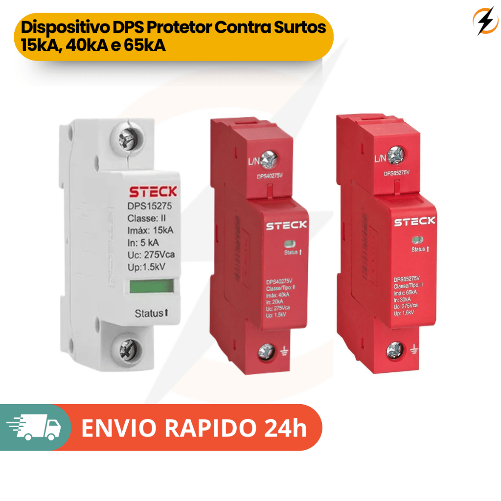 Dispositivo DPS Steck Protetor Contra Surtos e Raios | 15kA, 40kA e 65kA
