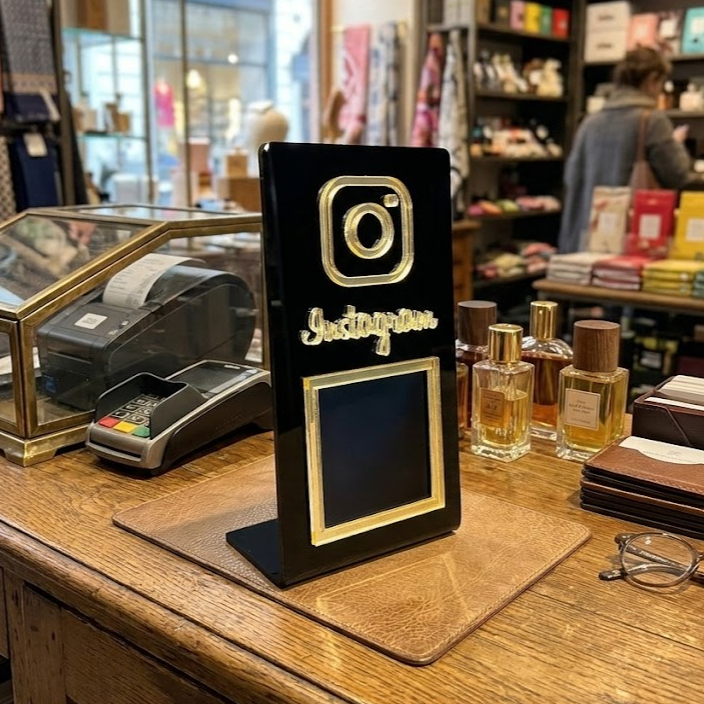 Placas Redes Sociais Whatsapp Instagram e Pix QR Code Display de Mesa Acrílico
