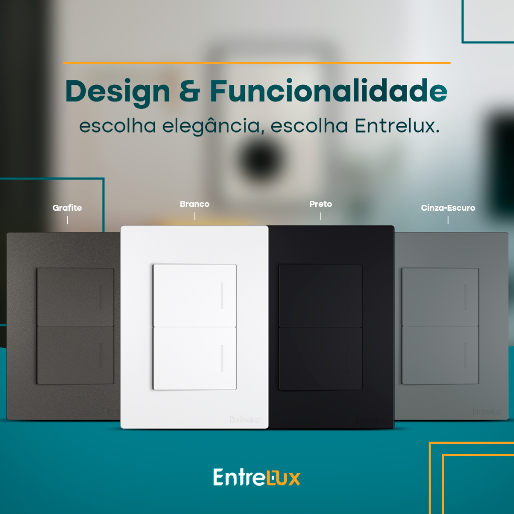 Conjunto Interruptor Duplo 2 Teclas 10a 4x2 Paralelo e Simples Linha Classic Entrelux
