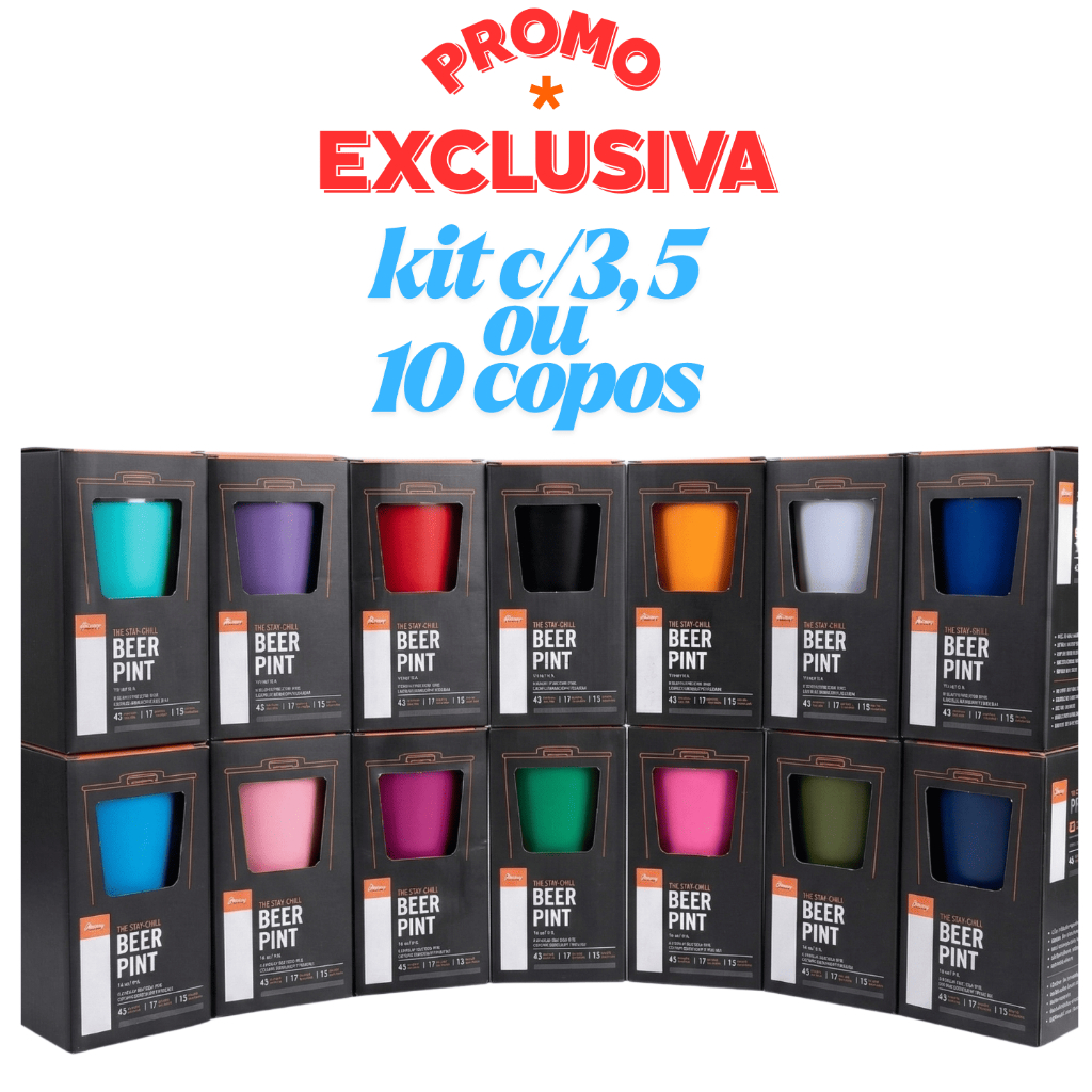 Kit Copo Termico Inox Cerveja e Bebidas Quentes 473ML Diversas Cores Envio Imediato