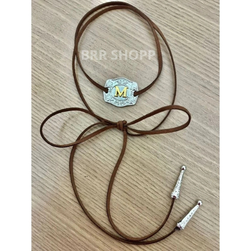 Colar gravatinha country lançamento rodeio acessório western personalizado inicial banho ouro