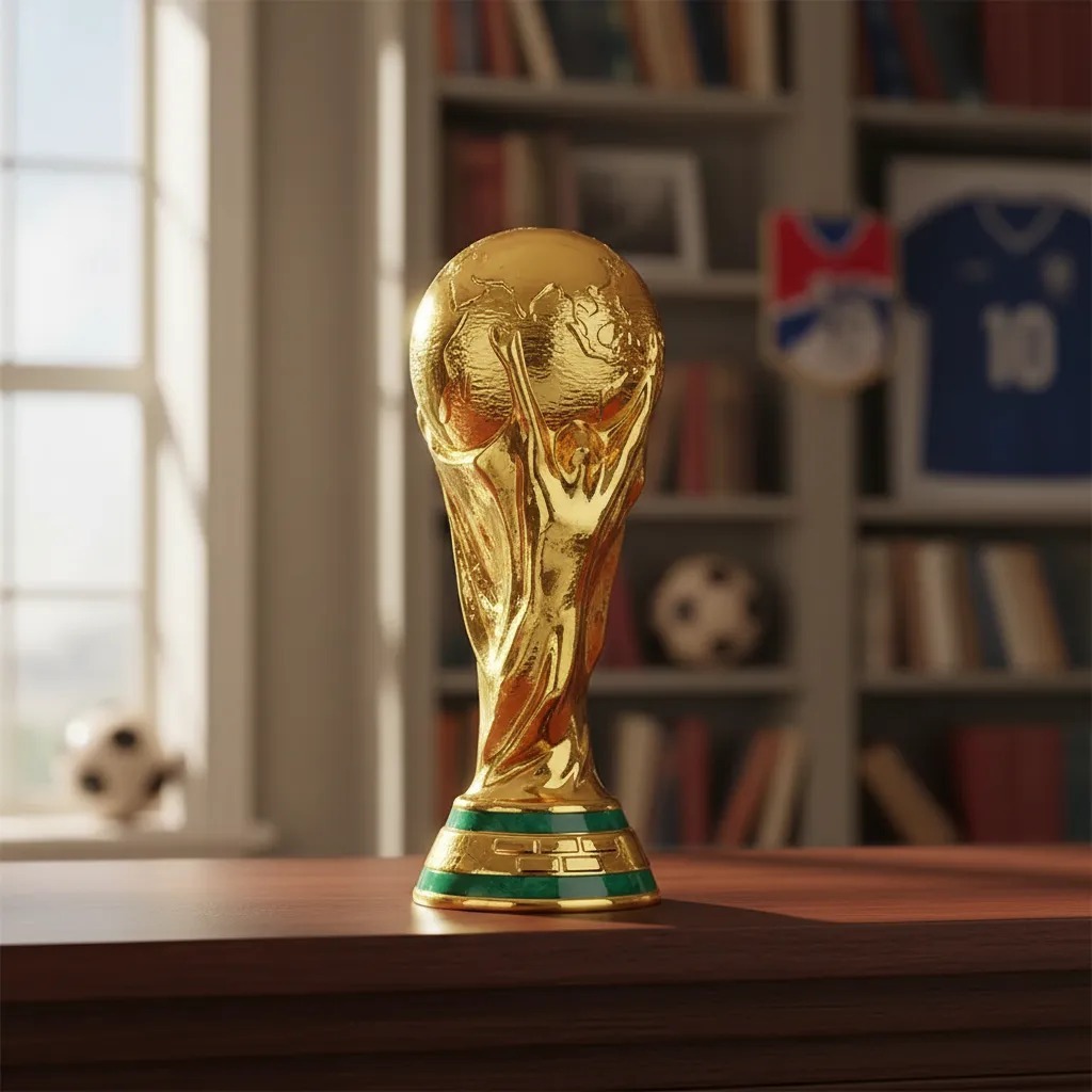 TROFEU Taça Copa Do Mundo Réplica Dourada Decoração Futebol 25x10cm Dourado PLASTICO