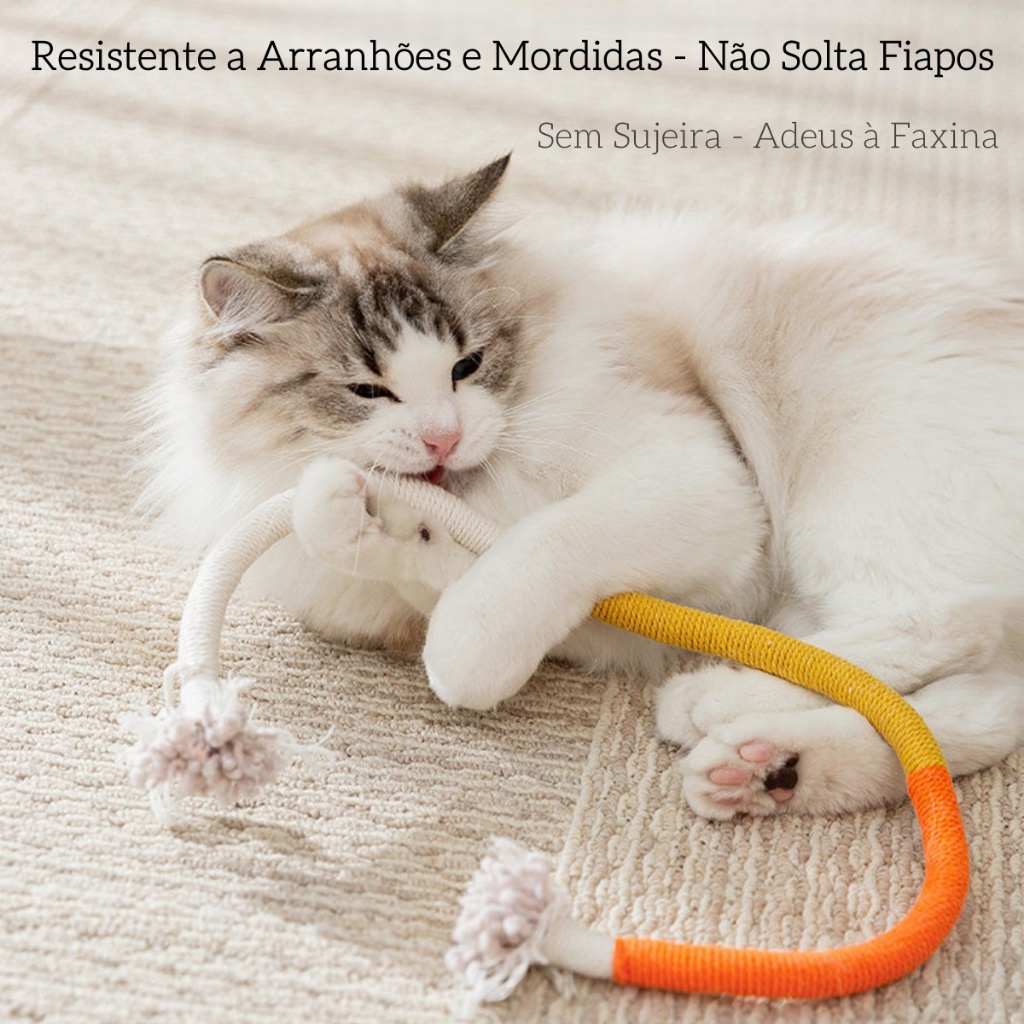 Brinquedos Interativos De Mastigar Gatos De Algodão Para Limpeza Dos Dentes , De Corda De Grama De Gato Interior Moer Os