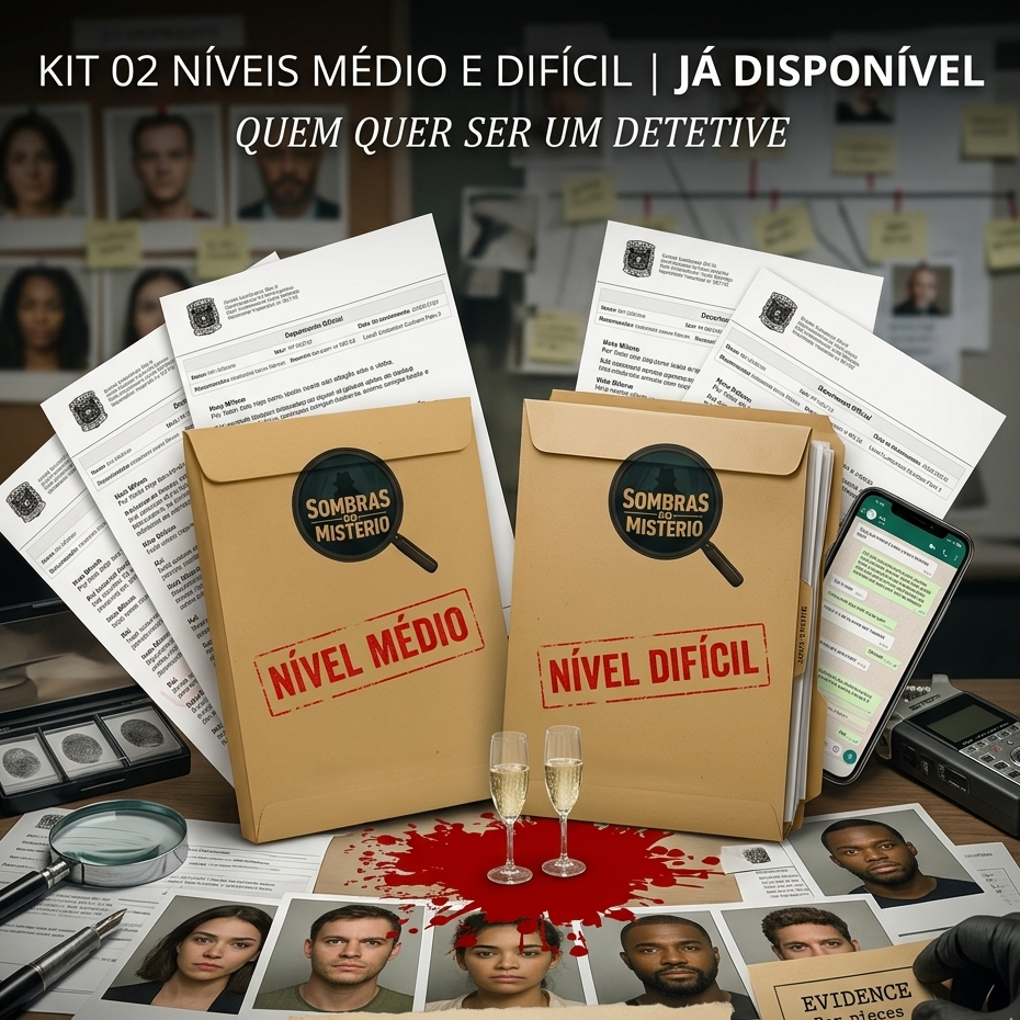Kit 02 Jogos Detetive Resolva Investigação  Mistério Provas Reais e Final Surpreendente