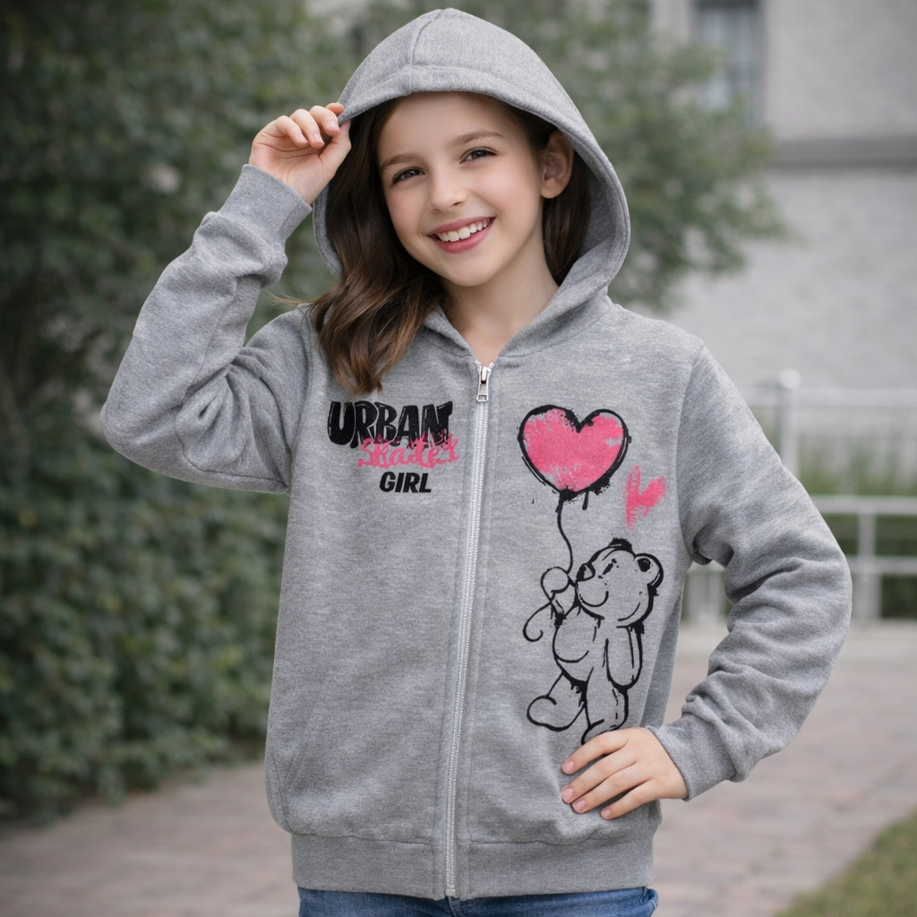 Jaqueta Infantil Menina Moletom Capuz E Zíper Casaco Inverno